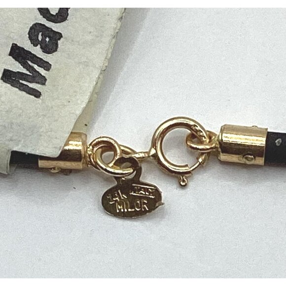 Milor 14k Gold Findings PLUS Genuine Leather w 925 ends Necklace Estate Find - Picture 5 of 10